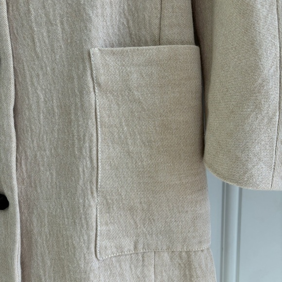 Zara Crinkle Linen Oatmeal Jacket Size XS - Picture 3 of 10